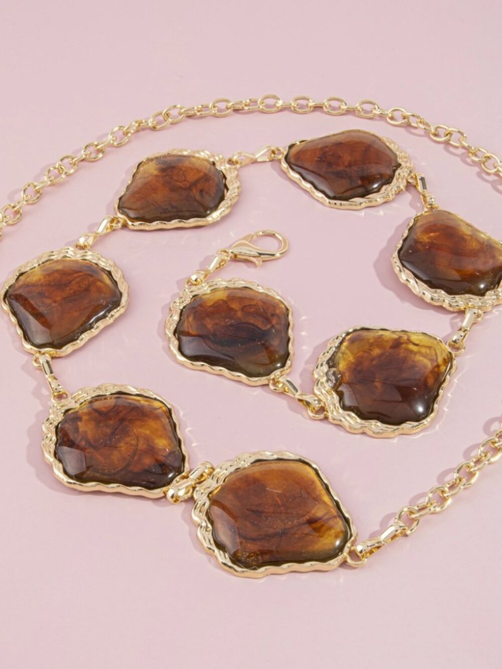 Chunky Marbled Stone Link Chain Belt